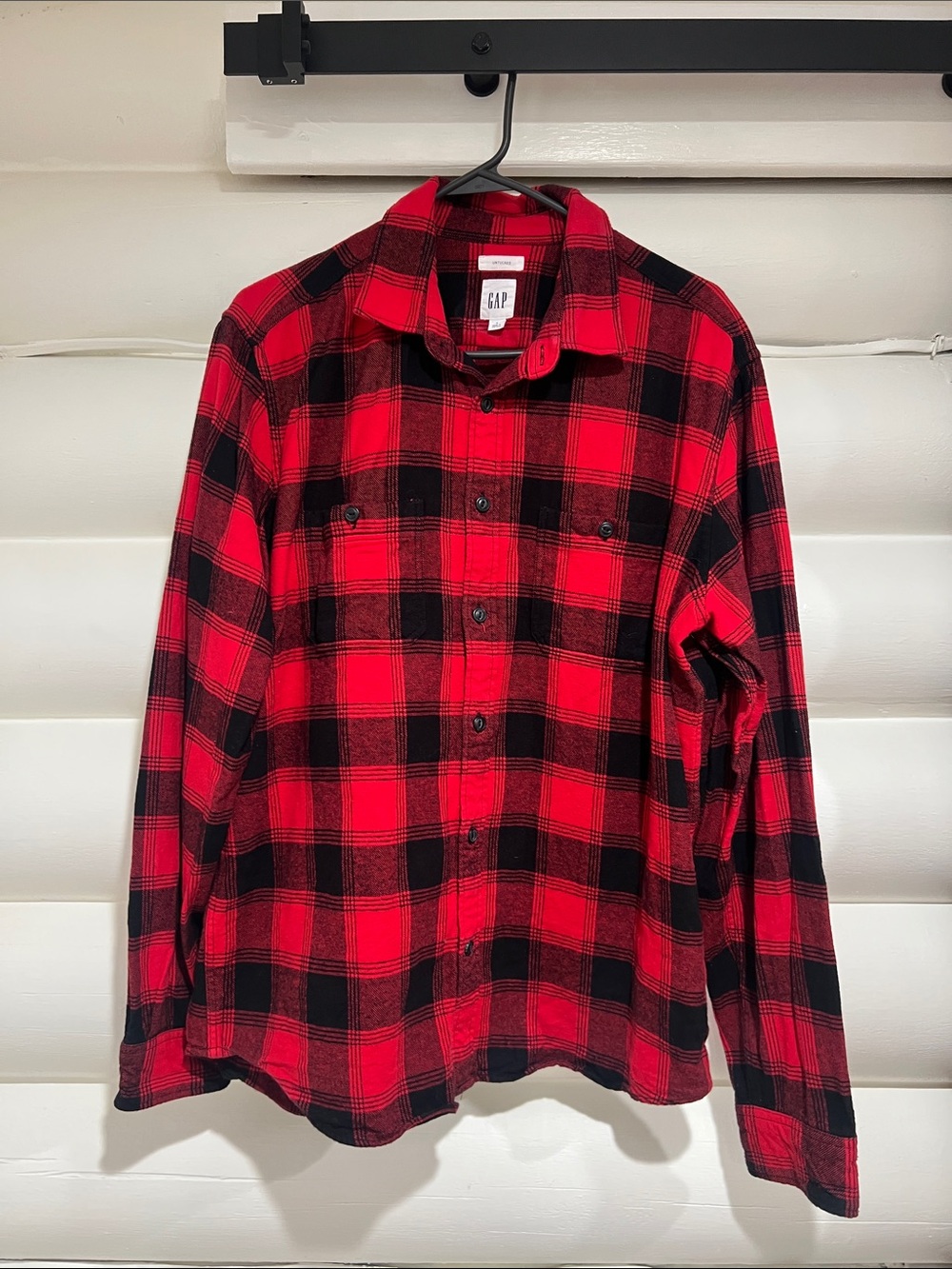 GAP Red and Black Plaid Button-Down Flannel Shirt